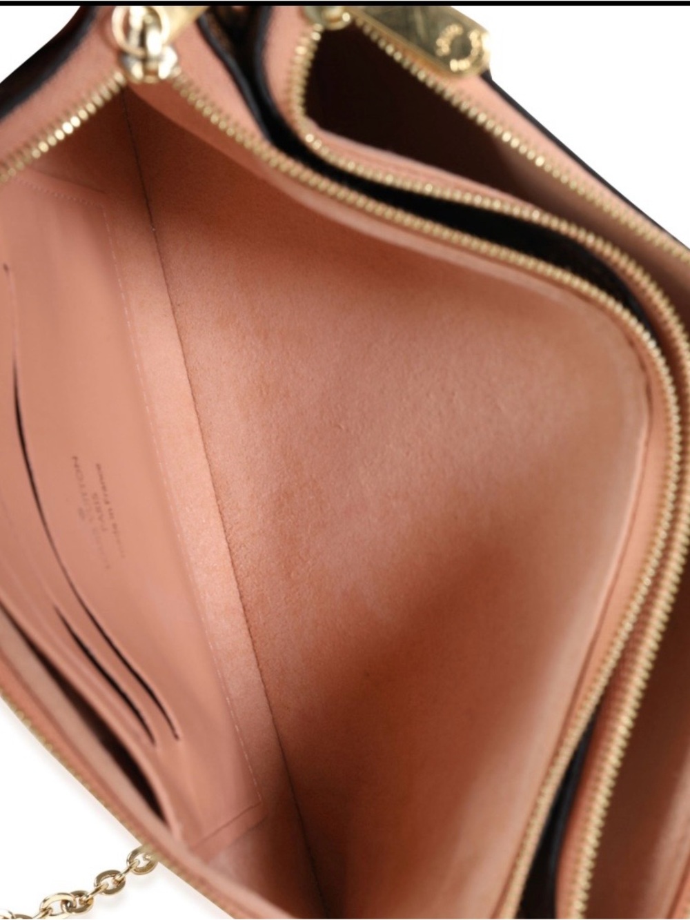 Louis Vuitton Brown Damier Ebene Canvas Pouch with Pink Trim and LV Initials - Picture 8 of 12